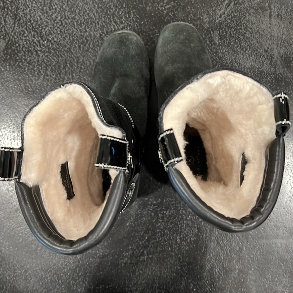 Cole Haan Black Suede Wedge Mid-Calf Pull On Boot Size 7.5 - Picture 11 of 13